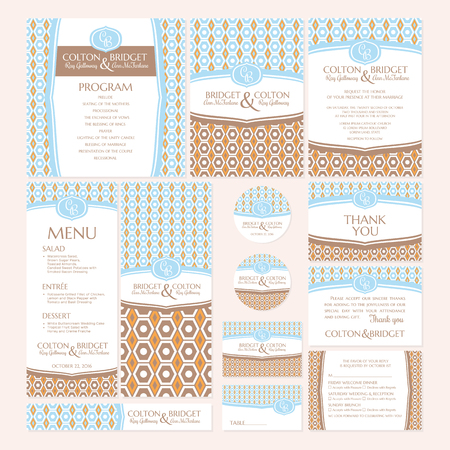 Set of wedding cards vector illustrationのイラスト素材