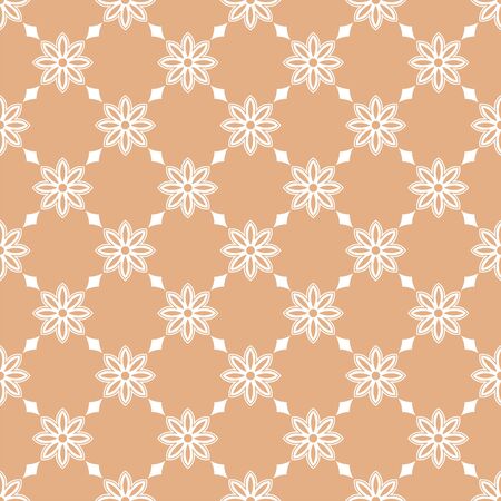 Seamless pattern in retro style with geometric and floral elements. Vector illustrationのイラスト素材