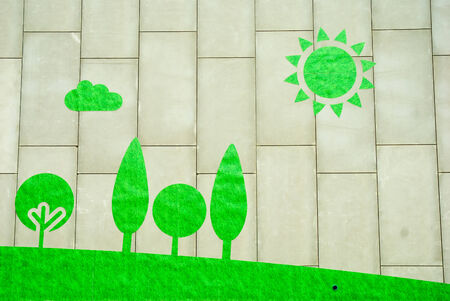 grass park on a wallの写真素材