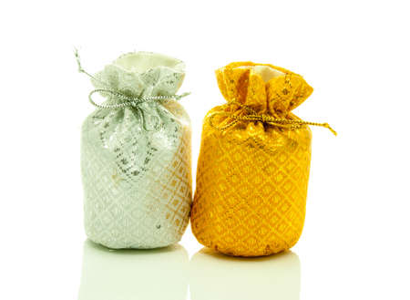 Silver and Golden purse  for tradition wedding of Thailand.の写真素材