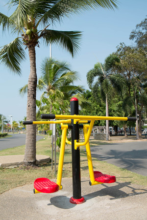 exercise equipment on parkの写真素材