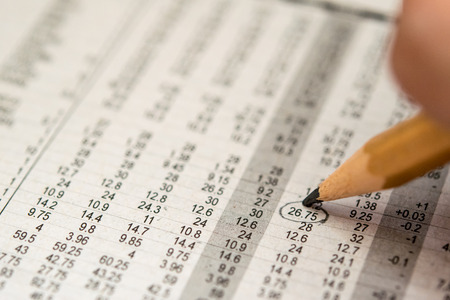 closeup stock and financial on newspaperの写真素材