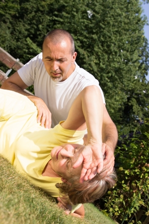 Retiree with sunstrokeの写真素材