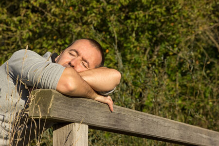 Man relaxing on a sunny dayの写真素材