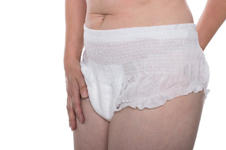 Woman wearing incontinence pads because of problems with incontinenceの写真素材