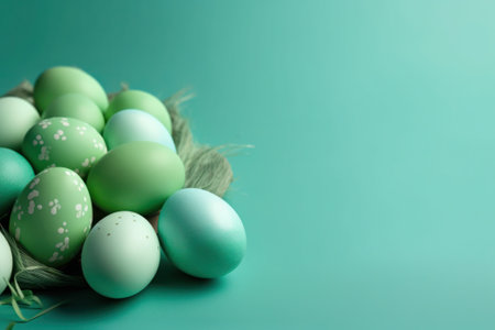 easter eggs and background light greenの写真素材