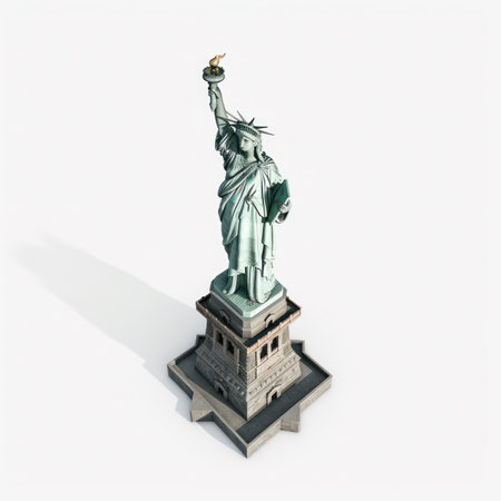 Statue of Liberty isolated on white background. 3D illustration.の写真素材