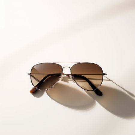 Sunglasses in an iron frame with brown glass isolated on whiteの写真素材