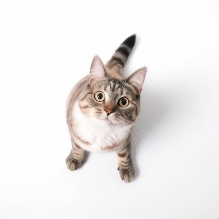 Cute cat on white background, top view. fluffy fartの写真素材