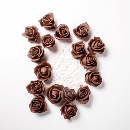heart of chocolate roses on white background, valentines day conceptの写真素材