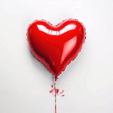 Red heart-shaped balloon on a white background. 3d renderingの写真素材