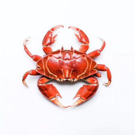 Red crab isolated on white backgroundの写真素材