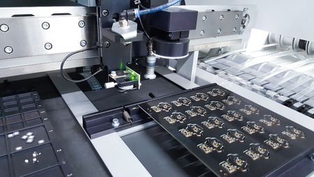 inside the machinery for the assembly of smd componentsの写真素材