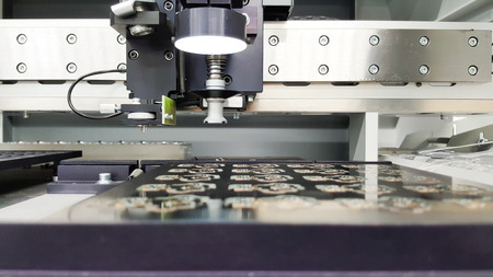 camera that takes a matrix of pcb boards for the assembly of smd componentsの写真素材