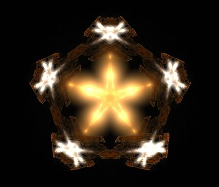 3D rendered fractal,X-mas cookie star decoration -like, isolated on black background.