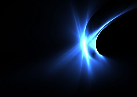 Flames of blue on black background- 3D rendered fractal.の写真素材