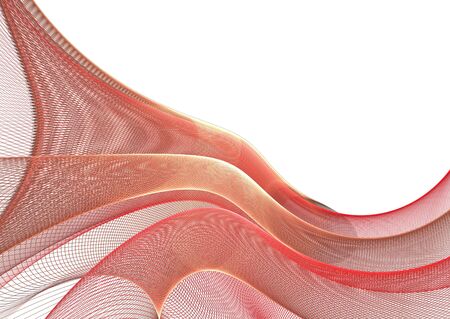 Abstract colorful waves on white: 3D rendered fractal.の写真素材