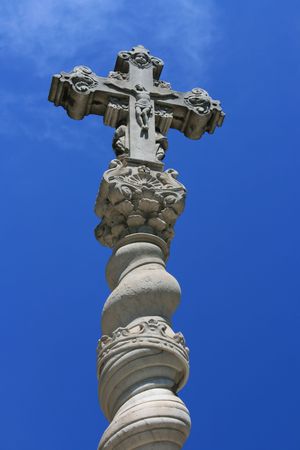 Close-up details of Jesus Christ on the Cross, Barcelona (Spain).の写真素材
