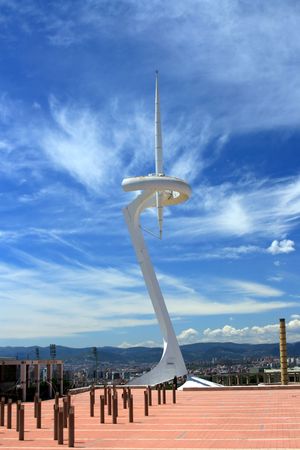  Beautiful details of the telephone tower in Barcelona (Spain) - famous city destination.の写真素材