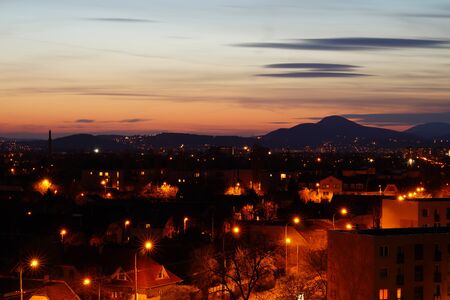 Budapest suburb after sunset
