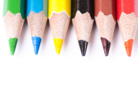 Colour pencil isolated on a white background. Lines of pencils. Education concept. Lots of asorted color pencils. Color palette.の写真素材