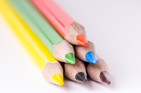 Colour pencil isolated on a white background. Lines of pencils. Education concept. Lots of asorted color pencils. Color palette.の写真素材