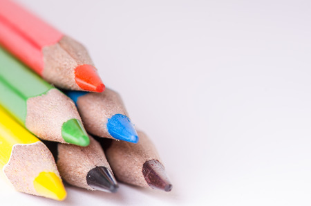 Colour pencil isolated on a white background. Lines of pencils. Education concept. Lots of asorted color pencils. Color palette.の写真素材