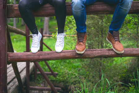 Young couple traveling in a nature. Happy people. Travel lifestyle