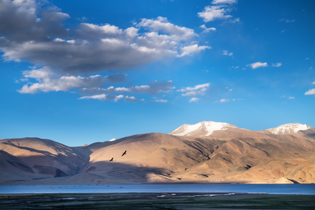 Landscapes of India country. Mountains during a sunset or sunrise with golden sun. Himalayas amazing views. Indian Himalayas. Jammu and Kasmir state.の写真素材