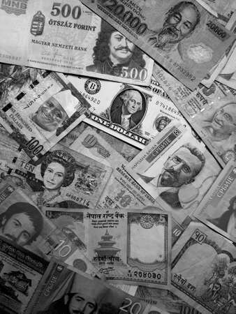 a collection of foreign currenciesの写真素材