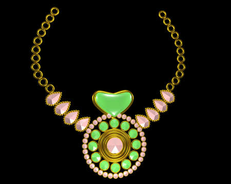 GOLD ORNAMENTS WITH STONES 3D ILLUSTRATIONの写真素材