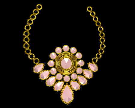 GOLD ORNAMENTS WITH STONES 3D ILLUSTRATIONの写真素材