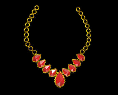gold necklace with stones 3d illustrationの写真素材