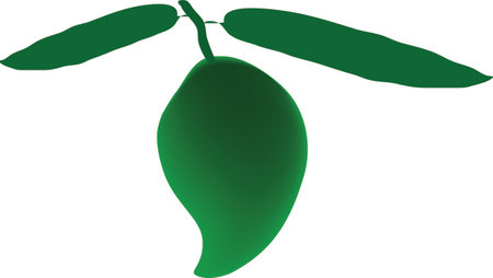 green mango with leaves vector illustrationのイラスト素材