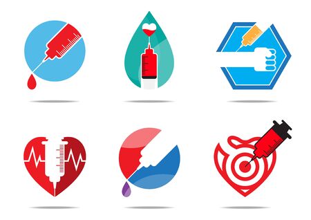 Six vaccine flat design for logo, symbol, icon, and signの写真素材