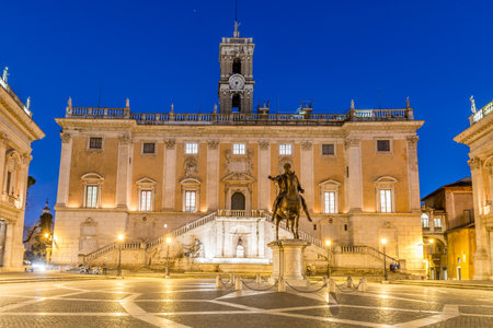 Piazza del Campidoglio at Night ,Rome - Italyのeditorial素材