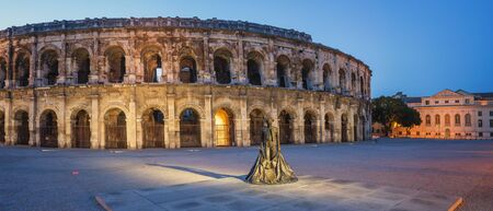 Evening view of NÃ®mes Arena - France