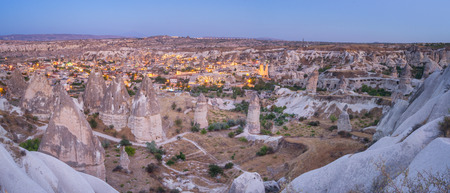 Panorama of GÃ¶reme at Dusk, Turkeyの写真素材