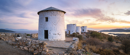 Panorama of Windmills overlooking Bodrum, Turkeyの写真素材