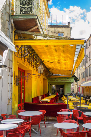 Arles, France - September 2, 2017: Cafe Van Gogh at Place du Forum in Arlesのeditorial素材