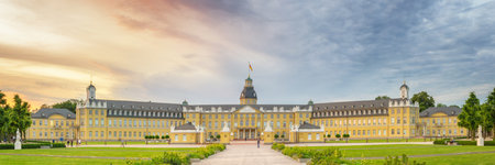 Karlsruhe, Germany - June 3, 2019: View of the Karlsruhe Palace early eveningのeditorial素材