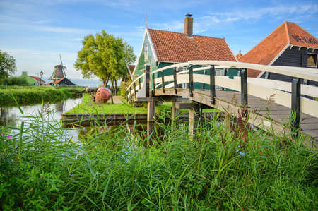 Farm House and Bridge, Zaanse Schans, Netherlandsの写真素材