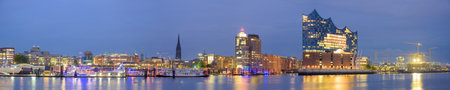 Panoramic View of the Hamburg harbour, Germanyの写真素材