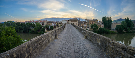 View of the Entrance to Puente la Reina, Spainの写真素材