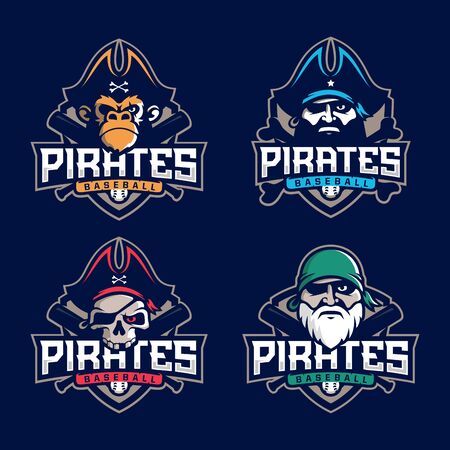Modern professional set emblem pirates for baseball team.のイラスト素材