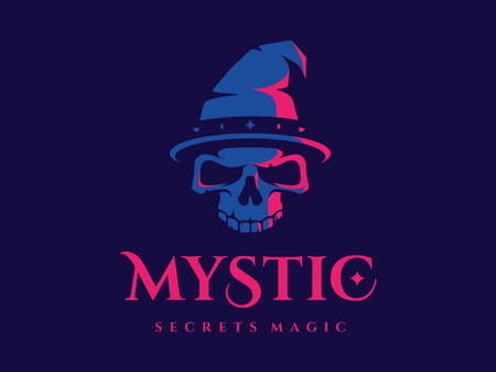 Modern professional logo emblem mystic in blue and pink themeのイラスト素材