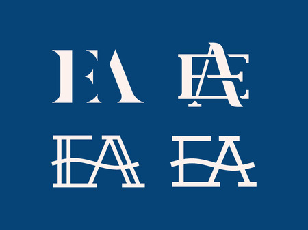 Modern professional EA monogram icon in blue theme.のイラスト素材