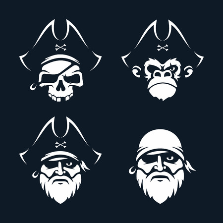 Modern professional  set emblems pirates in black theme.のイラスト素材