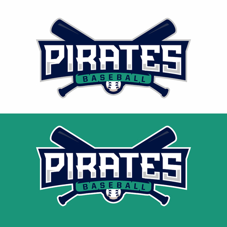 Modern professional   emblem pirates for baseball in green theme.のイラスト素材