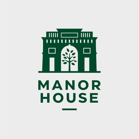 Modern professional logo manor house in green theme. eco logo house.のイラスト素材